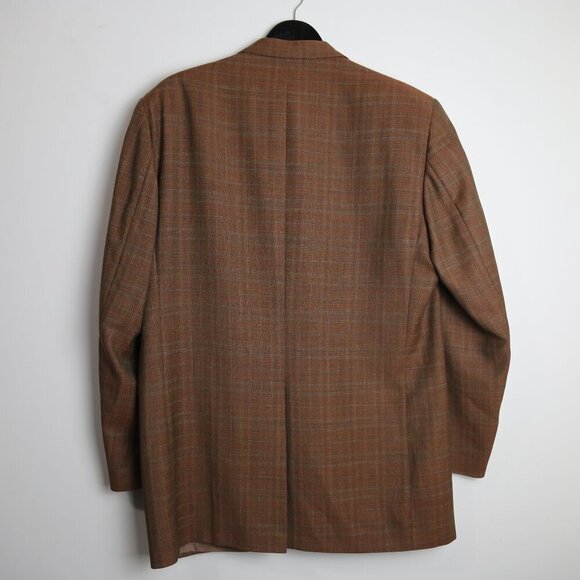 Ermenegildo Zegna Vintage Men's Wool Plaid Print Brown Sport Coat Size 42 Tall - Picture 11 of 12